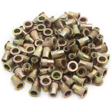 A17073100ux0532 100Pcs Zinc Plated Carbon Steel Car Rivet Nut Flat Head Threaded Insert 1/4-20 100 Pack