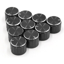 10Pcs 6mm Knurled Shaft Insert Dia Aluminum Alloy Potentiometer Control Knobs Black 23 x 17mm