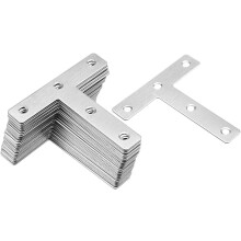 Flat T Shape Repair Mending Plate, 80x80mm/ 3.15"x3.15", Stainless Steel Joining Bracket Support Brace, Pack of 30
