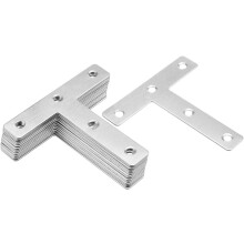 Flat T Shape Repair Mending Plate, 80x80mm/ 3.15"x3.15", Stainless Steel Joining Bracket Support Brace, Pack of 15