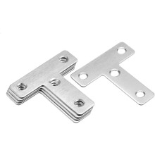 Flat T Shape Repair Mending Plate, 50mmx50mm, Stainless Steel Joining Bracket Support Brace, Pack of 5