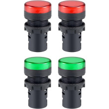4Pcs Red Green Indicator Light AC 380V, 22mm Panel Mount, for Electrical Control Panel, HVAC, DIY Projects