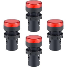 4Pcs Red Indicator Light AC/DC 24V, 22mm Panel Mount, for Electrical Control Panel, HVAC, DIY Projects