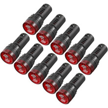 10Pcs Red Indicator Light with Buzzer AC/DC 24V, 22mm Panel Mount Flashing Alarm, for Electrical Control Panel, HVAC, DIY Projects