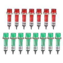 Signal Indicator Dash Light DC 12V, LED Bulbs XD7-1 Red+Green, 7mm 9/32" Panel Mount 15Pcs