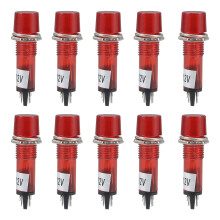 Signal Indicator Dash Light DC 12V, LED Bulbs XD10-3 Red, 10mm 2/5" Panel Mount 10Pcs