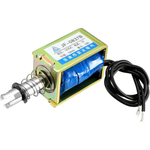 DC 12V 15N 10mm Stroke Push Pull Type Open Frame Solenoid Electromagnet Linear Motion JF-0837B