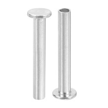 50Pcs Semi Tubular Rivets, 5mm x 35mm Aluminum Round Flat Head Semi-Tubular Rivet Metal Stud Rivet for Industry Household Repairing Fastening, Silver