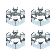 5/16"-18 Hexagon Slotted Nut, Grade 6.8 Zinc-Plated Carbon Steel Hex Nuts Good for Machinery Repairing, Silver, 4Pcs