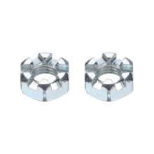 1/4"-28 Hexagon Slotted Nut, Grade 6.8 Zinc-Plated Carbon Steel Hex Nuts Good for Machinery Repairing, Silver, 2Pcs