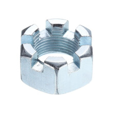 1"-14 Hexagon Slotted Nut, Grade 6.8 Zinc-Plated Carbon Steel Hex Nuts Good for Machinery Repairing, Silver, 1Pcs