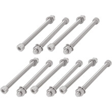10Pcs M8x100mm 304 Stainless Steel Knurled Hex Socket Head Bolt Nut Set w Washer