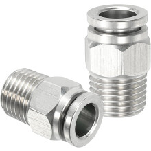 Push to Connect Fitting, 2 Pcs 304 Stainless Steel PC Male Straight 5/16" Tube OD x 1/4" NPT Thread Push to Connect Tube Fitting Pneumatic Push Lock F