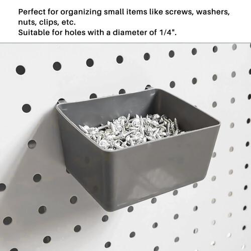 8 Pieces Pegboard Bins Kit Pegboard Parts Storage Pegboard Accessories Workbench Bins for Organizing Hardware(Grey) 2