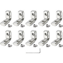 10Pcs T Slot L-Shape Interior Inside Corner Connector with M8 Screws and Wrench for 4545 Series Aluminum Extrusion Profile, Slot 19mm, Silver Tone