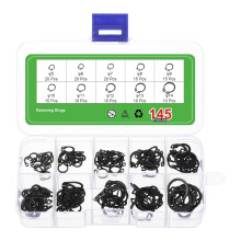 145 Pcs External Retaining Rings, 10 Sizes(M5, M6, M7, M8, M9, M10, M11, M12, M13, M14) 65Mn Carbon Steel Circlip Snap Rings Assortment Kits for Valve