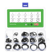 150 Pcs External Retaining Rings, 15 Sizes 65Mn Carbon Steel External Circlip Snap Rings Assortment Kits Round Wire Snap Rings for Valves Electrical A