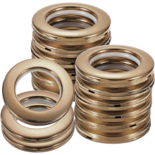 16pcs Curtain Grommets, 1-5/7" (42 mm) ID, Grey PP Plastic, Window Curtain Panels Hardware