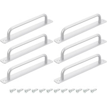 6Pcs Barn Door Handles, 192mm / 8 Inch Hole Center Sliding Gate Door Pull Handle Aluminum Alloy Cabinet Handles with Base and Screws for Kitchen Bathr
