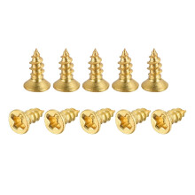 Brass Wood Screws, M2.5x6mm Phillips Flat Head Self Tapping Connector for Door Hinges, Wooden Furniture, Home Appliances 25Pcs