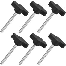 6Pcs Tee Wing Knobs Thumb Screws, M4 x 40mm Clamping Screw Knob Male Thread 304 Stainless Steel T Shaped Thumb Screws Handle 27mm Dia. for Hand Tighte
