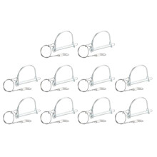 10Pcs Coupler Pin, 0.31" ID 2.76" L Carbon Steel Square Pin with Anti-Lost Leash Shaft Locking Pin for Farm Trailers Lawn Garden, Silver Blue