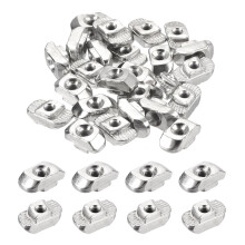 30Pcs M3 T Nuts Sliding T Slot Nut Fastener Carbon Steel Nickel Plated Half Round Roll in Sliding Aluminum Profile Accessories 3030 Series