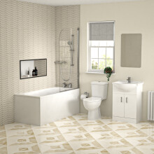 Bathroom Suite 1500mm Square Bathtub With Screen, Vanity and Toilet With Shower and Taps