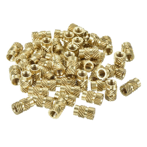 Knurled Insert Nut M3 x 8mm L x 5mm OD Female Thread Brass Embedding Nut 80 Pcs