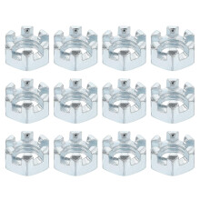 1/2-13 UNC Hexagon Slotted Nut, Grade 6.8 Zinc-Plated Carbon Steel Hex Nuts Good for Machinery Repairing, Silver, 12Pcs