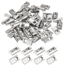 60Pcs M5 T Spring Nut Fastener Carbon Steel Nickel Plated Half Round Roll in Spring T Slot Nut for t-Slot Aluminum Profile 3D Printer, CNC Router 2020