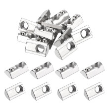 20Pcs M8 T Spring Nut Fastener Carbon Steel Nickel Plated Half Round Roll in Spring T Slot Nut for t-Slot Aluminum Profile 3D Printer, CNC Router 4040