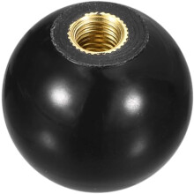 Threaded Ball Knobs, M5 Female Thread Thermoset Ball Knob 20mm Dia Round Operation Ball Handles with Copper Insert for Machine Lever Handle, Black