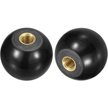 4Pcs Threaded Ball Knobs, M6 Female Thread Thermoset Ball Knob 25mm Dia Round Operation Ball Handles with Copper Insert for Machine Lever Handle, Blac