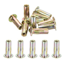 50Pcs Multi-Grip Rivet Nut, M5 Flat Head Carbon Steel Pre-Bulbed Shank Threaded Insert Nut with Zinc Plated Finish