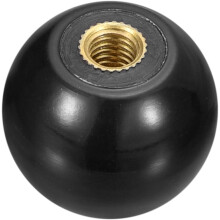 Threaded Ball Knobs, M5 Female Thread Thermoset Ball Knob 25mm Dia Round Operation Ball Handles with Copper Insert for Machine Lever Handle, Black