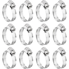 24 Pcs Hose Clamps, Stainless Steel 3/4"- 1-1/8"(19-29mm) Adjustable Worm Gear Drive Hose Clamps Pipe Clamp for Plumbing Dishwasher Automotive Washing
