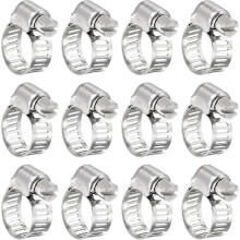 24 Pcs Hose Clamps, Stainless Steel 1/4"- 1/2"(6-12mm) Adjustable Worm Gear Drive Hose Clamps Pipe Clamp for Plumbing Dishwasher Automotive Washing Ma