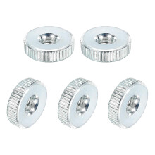Knurled Thumb Nuts, M4 Female Thread Thin Type, Zinc-Plated Carbon Steel Knurled Nut Flat Head Through Hole Lock Adjusting Nuts for 3D Printer, 5Pcs