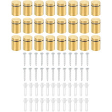 24 Pcs Standoff Screws, 3/4" x 1" Stainless Steel Advertising Screws Wall Standoff Mounts Hardware for Acrylic Picture Frame Glass Signs Hanging, Gold