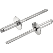 50Pcs 5/32"x1/2" 304 Stainless Steel Large Flange Round Head Rivets, Large Cap Open End Blind Rivets for construction, automotive manufacturing, aeros