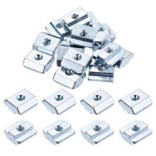30Pcs M4 T Nut Tee Sliding Slot Nuts, T-Slot Nut Hammer Nut Block Square Nuts Fastener Carbon Steel Nickel Plated for Aluminum Extrusion Profile 4040