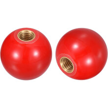5Pcs Threaded Ball Knobs, M6 Female Thread Thermoset Ball Knob 20mm Dia Round Operation Ball Handles with Copper Insert for Machine Lever Handle, Red