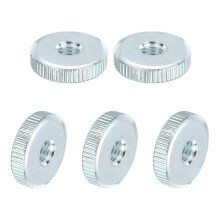 Knurled Thumb Nuts, M6 Female Thread Thin Type, Zinc-Plated Carbon Steel Knurled Nut Flat Head Through Hole Lock Adjusting Nuts for 3D Printer, 5Pcs