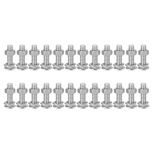 M6x25mm Square Neck Carriage Bolts with Nuts & Washers, 24Set 304 Stainless Steel Round Head Square Neck Coach Bolt Screws, Silver Tone