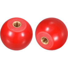 5Pcs Threaded Ball Knobs, M5 Female Thread Thermoset Ball Knob 25mm Dia Round Operation Ball Handles with Copper Insert for Machine Lever Handle, Red