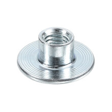 M6 T-Nuts, 12pcs Carbon Steel Tee Nut Round Base Weld Nuts 8mm Height Through Hole Flange Insert Female Thread Plate Nuts, Silver