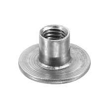 M5 T-Nuts, 50pcs Carbon Steel Tee Nut Round Base Weld Nuts 8mm Height Through Hole Flange Insert Female Thread Plate Nuts, Dark Gray