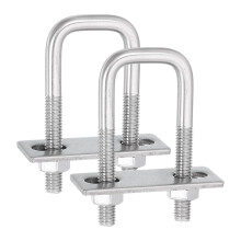 2Sets 304 Stainless Steel Square U-Bolts, 0.98" (25mm) Inner Width 2.95" (75mm) Length M8 with Nuts, Frame Plate, Gasket for Automobiles Trailer, Ski