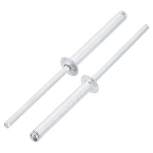 100Pcs 1/8"x1" Aluminum Blind Rivets, Aluminum Grip and Steel Mandrel, Dome Head Long Split Rivets for Metal, Furniture, Automotive, Silver